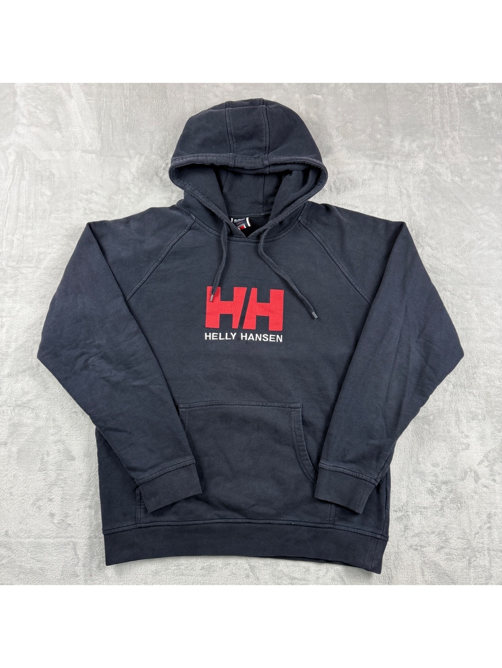 Helly Hansen XL Black Logo Pullover Hoodie Heavyweight Fleece Outdoor Gorpcore